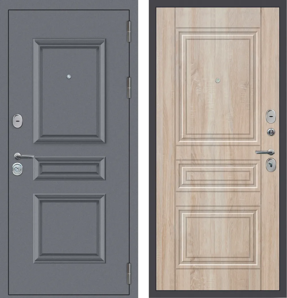 M52 с фрезеровкой Букле графит - ФЛ-10 Дуб Сонома светлый