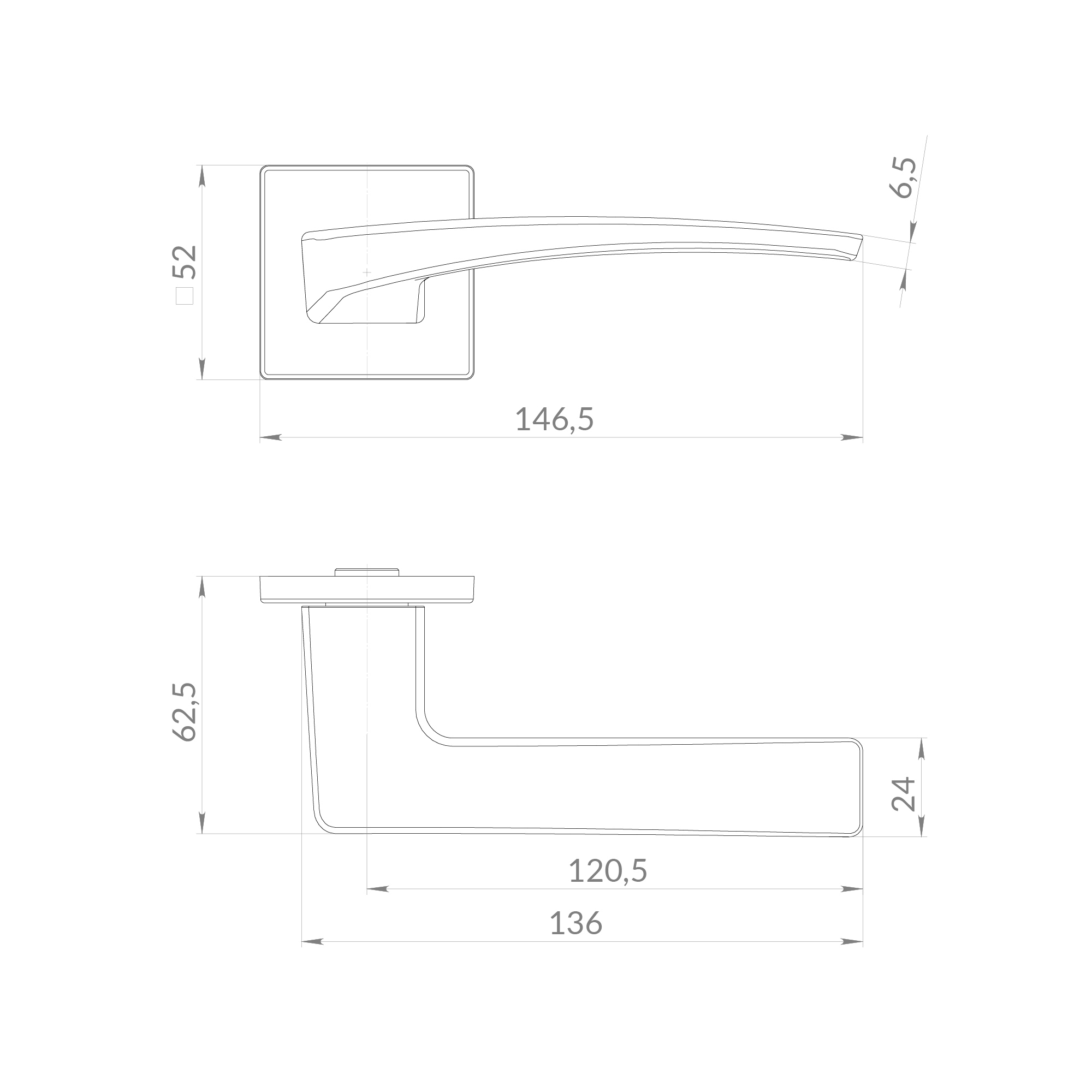 Ручка Punto (Пунто) раздельная K.EST.Q52.SHARM SN-3 матовый никель