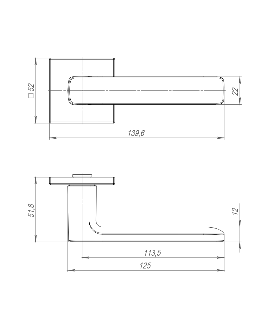 Ручка Punto (Пунто) раздельная K.ARC.Q52.VIVA GR-23 графит ТРОСИК