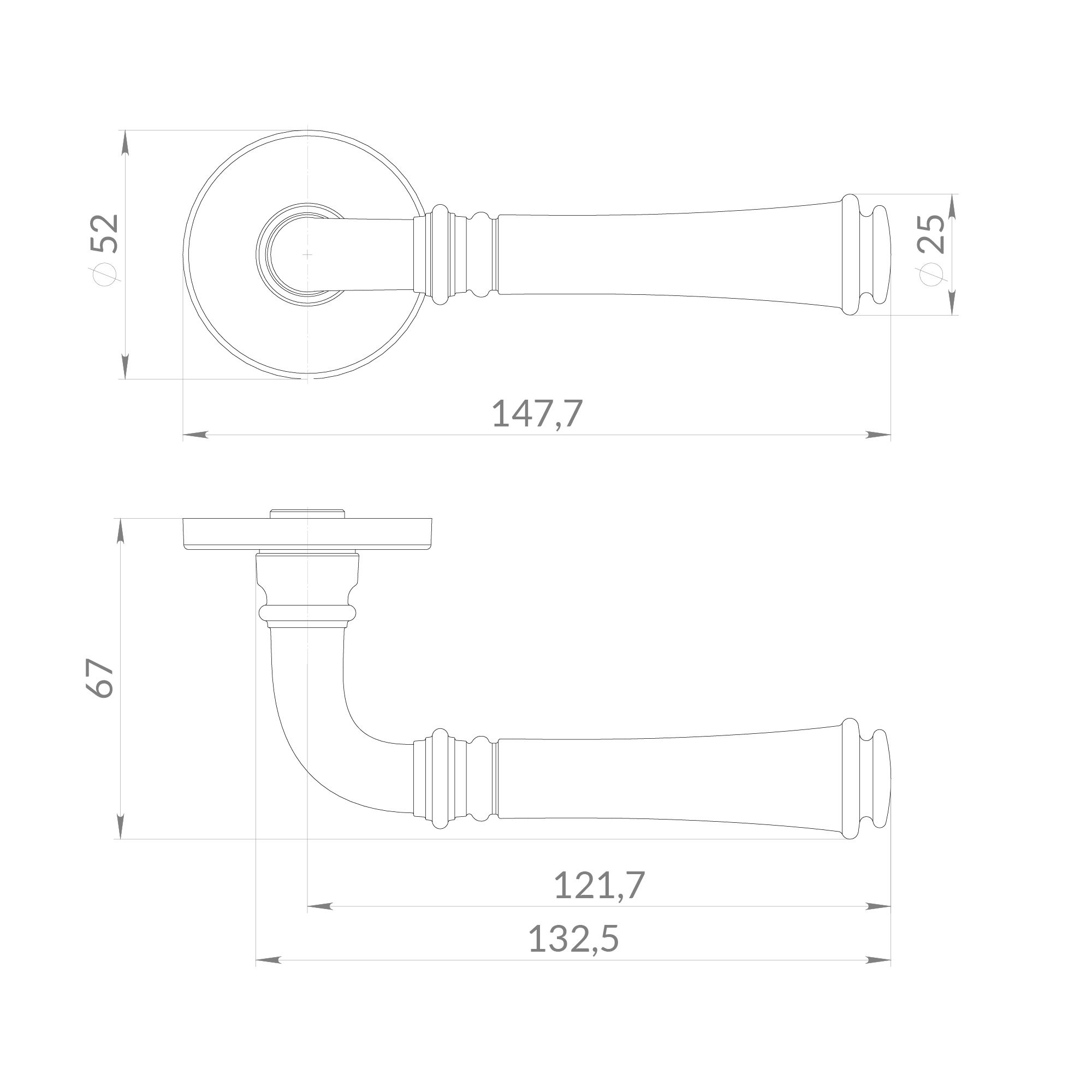 Ручка Punto (Пунто) раздельная R.EST.R52.VERONA SSG-39 сатинированное золото