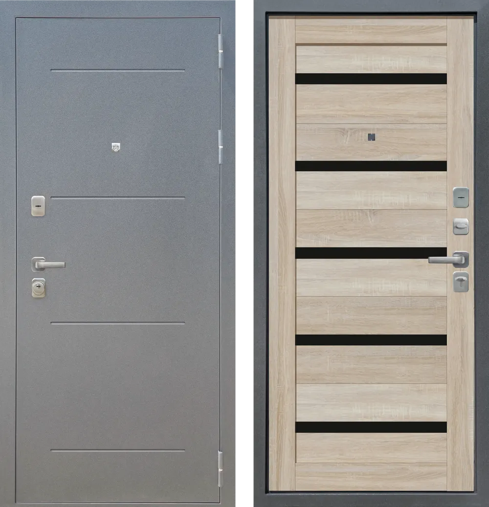 M6 с фрезеровкой Букле графит - СБ-1 Дуб Сонома светлый