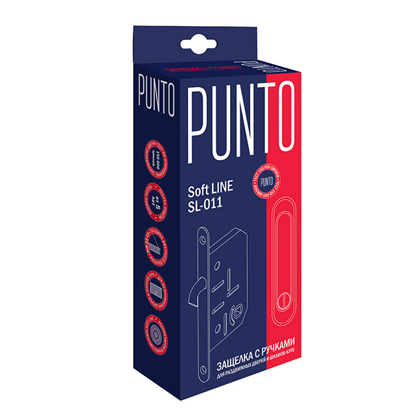 Защелка Punto (Пунто) с ручками для раздвижных дверей SH.SL152.KIT011-BK (Soft LINE SL-011) SN-3 матовый никель