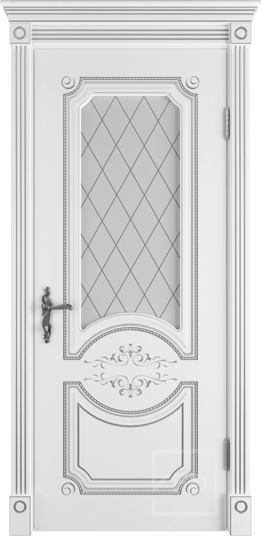 Милана эст. ДО 3D матовое с рисунком Белая эмаль пат. серебро PS