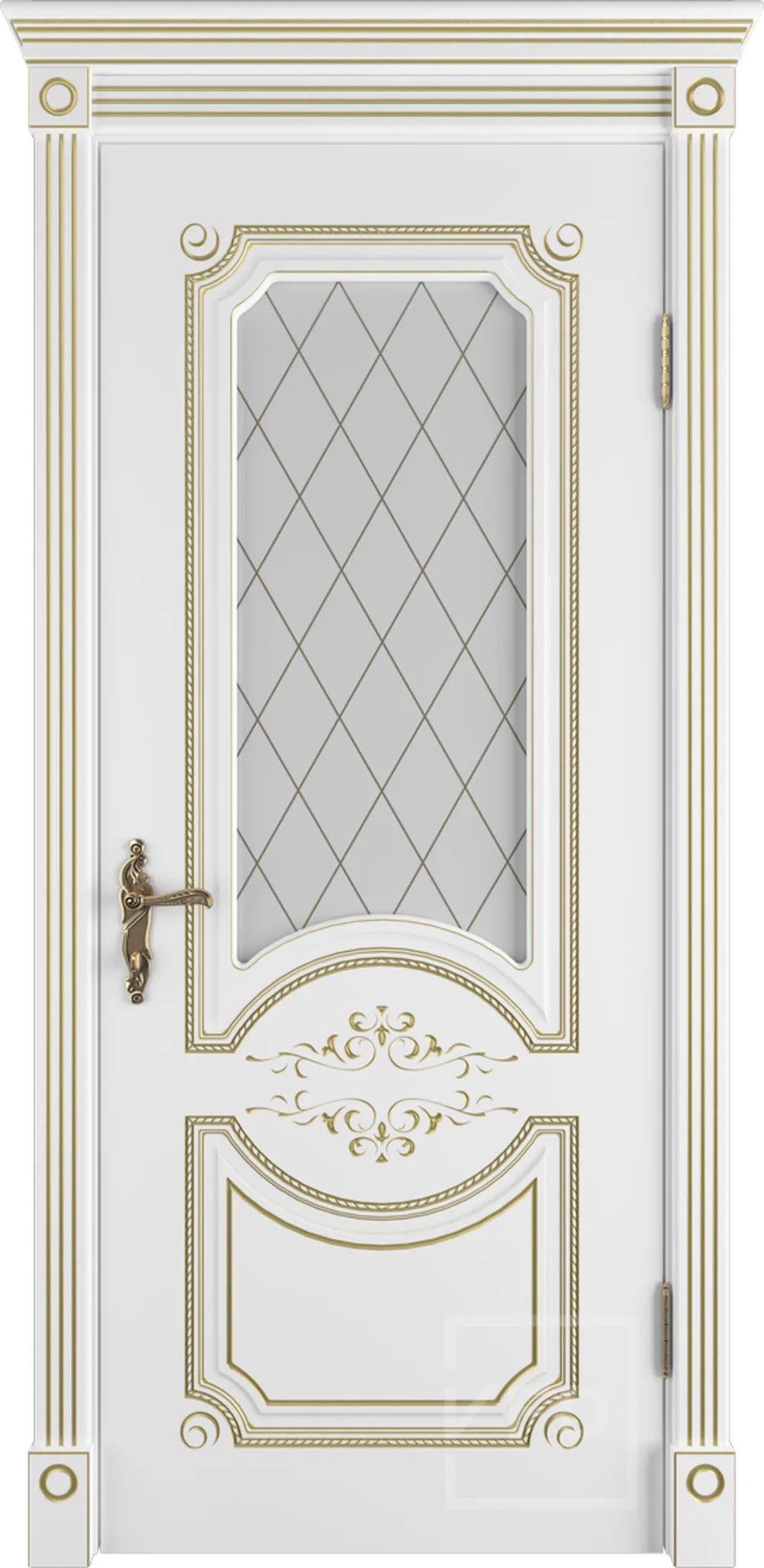 Милана эст. ДО 3D матовое с рисунком Белая эмаль патина золото