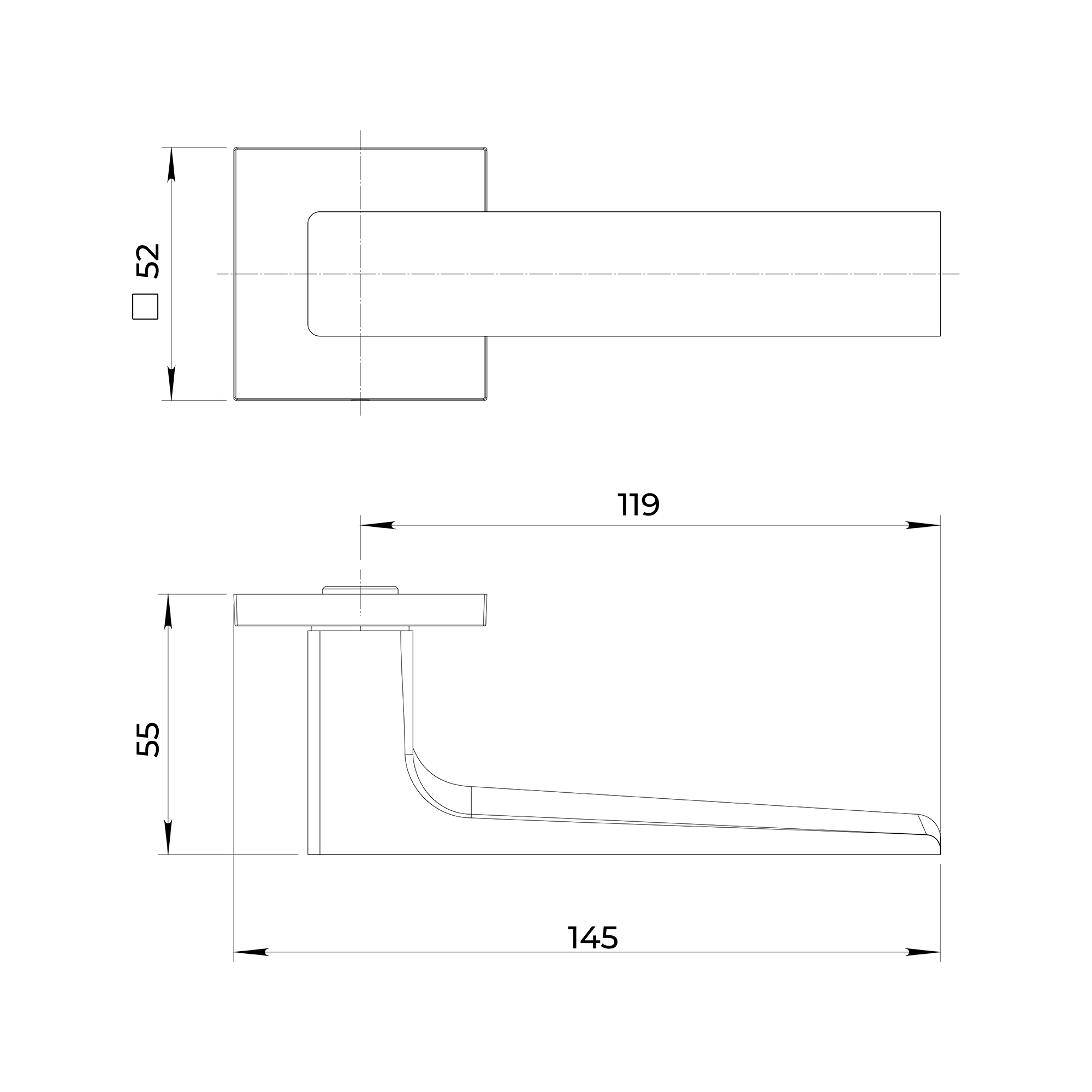Ручка Ajax (Аякс) раздельная K.JS51.BOND 140mm BL-24 черный