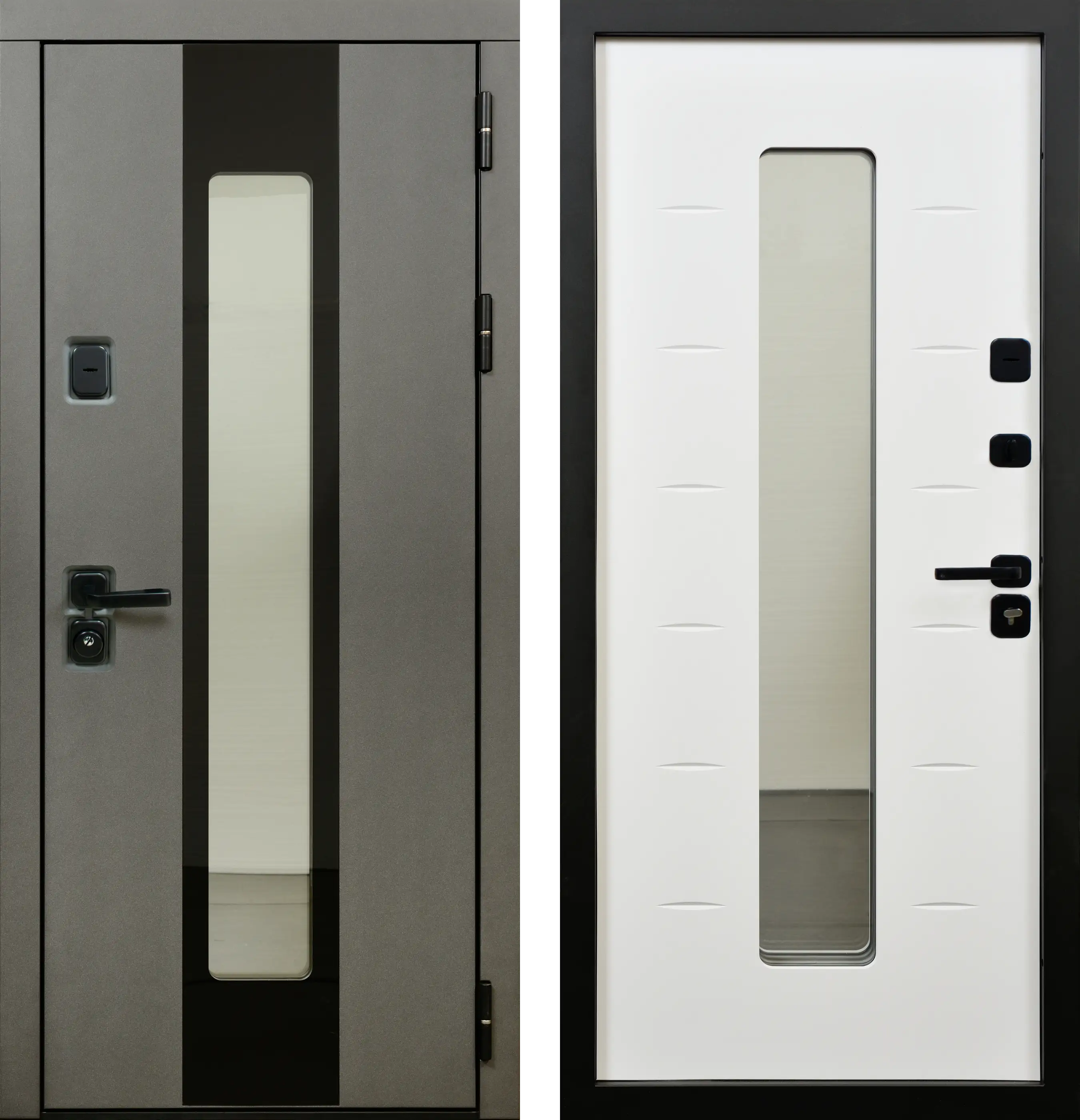 Юта NEW П-55 (окно+черное стекло) TSBR 7021 - П-63(окно) RAL 9003