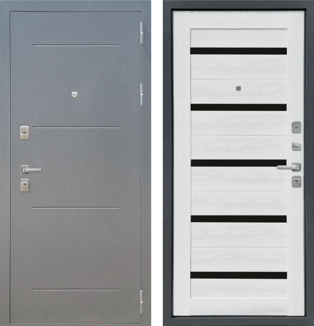 M6 с фрезеровкой Букле графит - СБ-1 Ясень ривьера айс