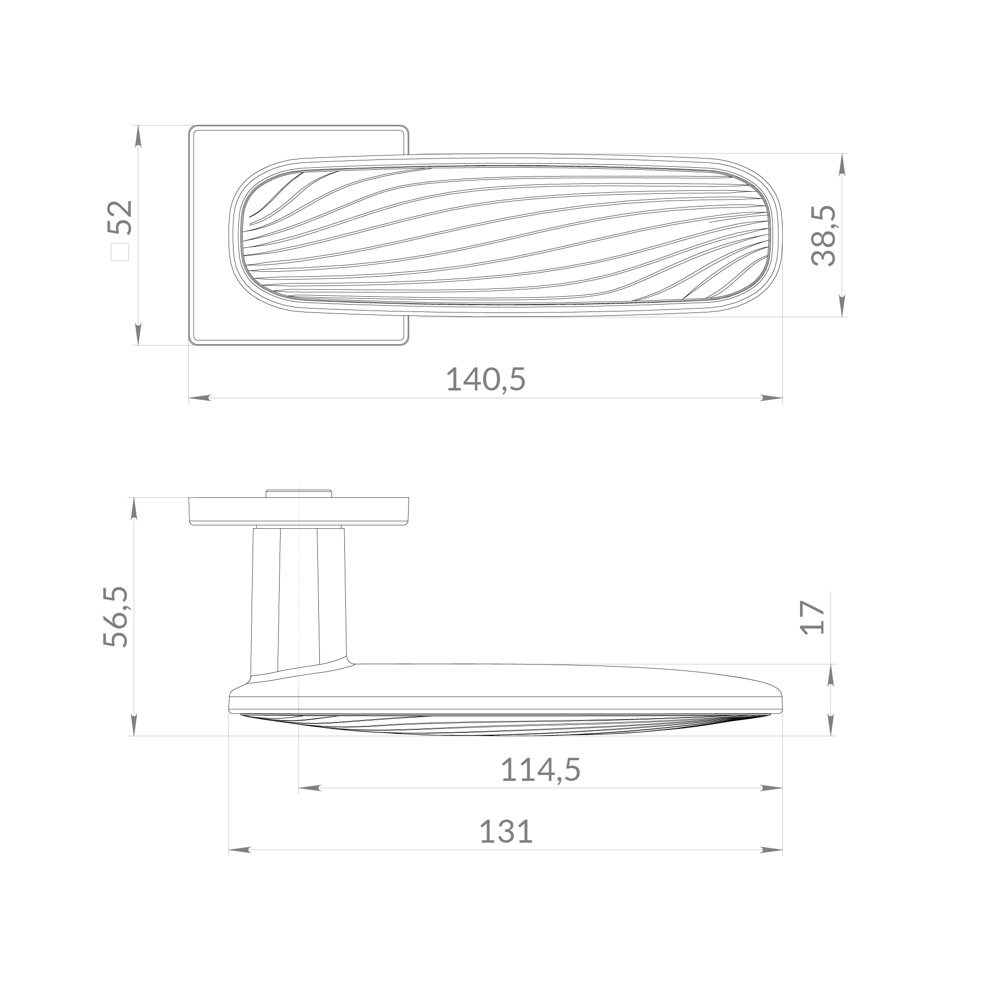 Ручка Punto (Пунто) раздельная K.EST.Q52.SHADE SN/WH-3 матовый никель/белый